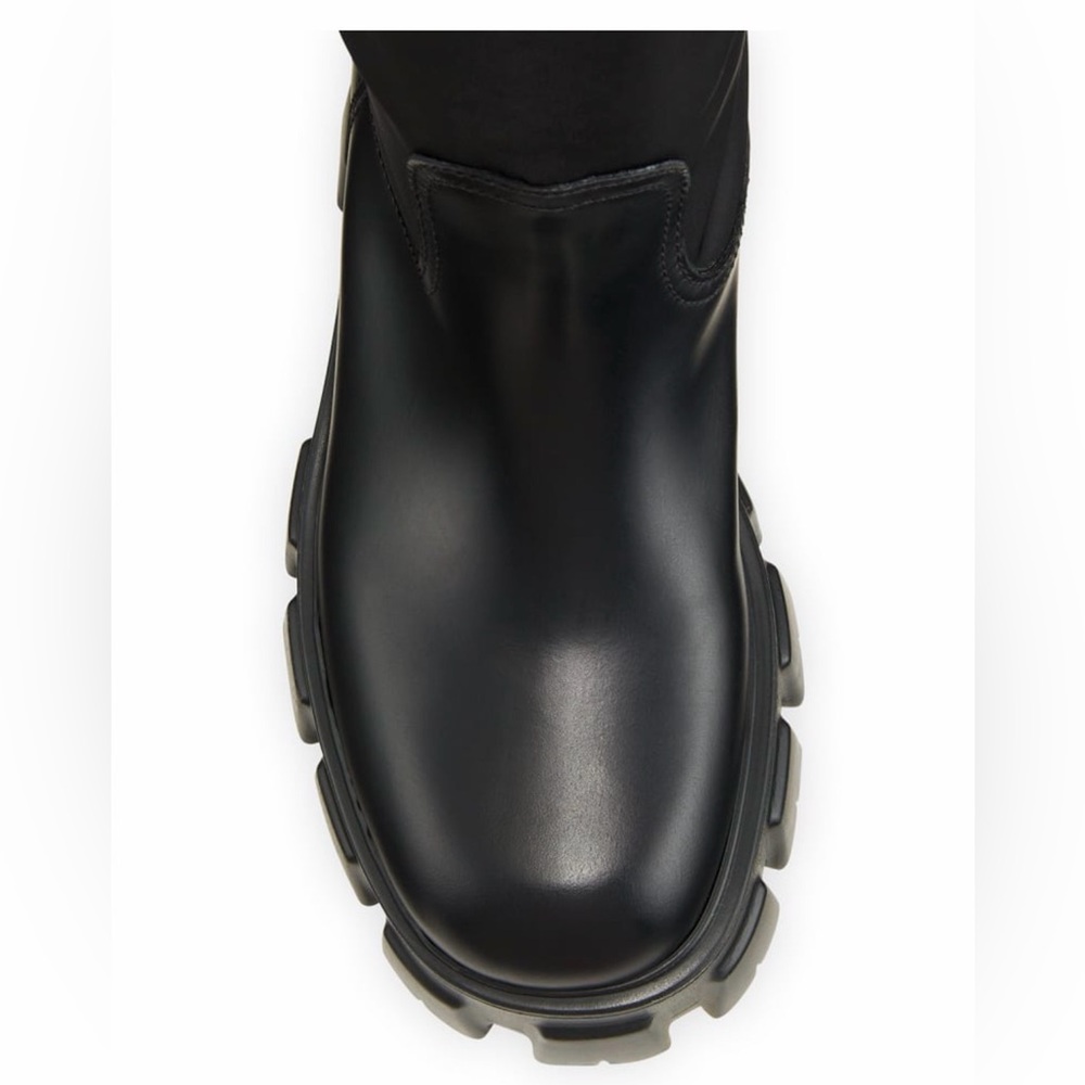 Prada Monolith Nylon Zip-Pocket Platform Riding Boots - Picture 4 of 11